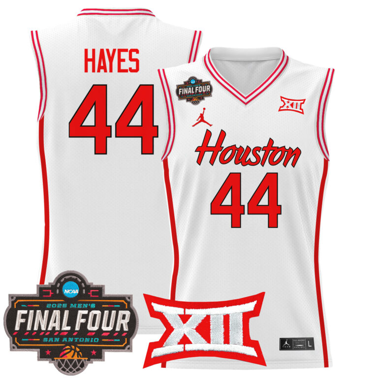 Men Houston Cougars #44 Hayes white 2025 Final Four Patch NCAA Jersey style 4
